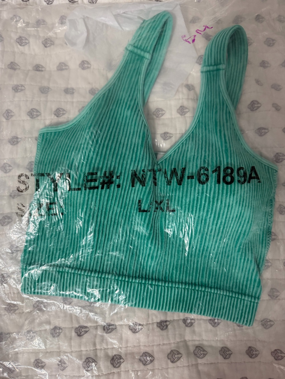 Ribbed Tank Crop Top in Mint Green - Women
